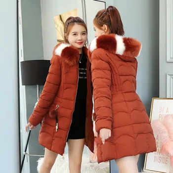 Dame vinter jakker og frakker 2019 Parkacoats for kvinder Forede Jakker varm Outwear Med en Hætte Store Faux Pels Krave Y78