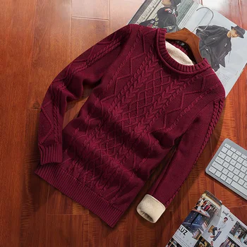 Vinteren Mænd Sweater Plus Velvet Holde Varmen 2020 Nye Ankomst Slim Tyk Mand Pullover Sweater Teenage Drenge Koreansk Stil M37