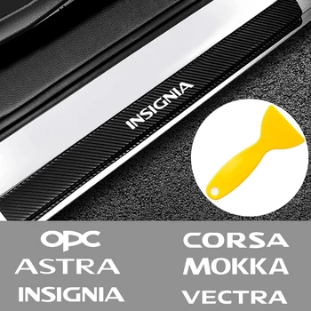 4STK Bil Klistermærker dørtærskel Protektor for Opel Astra OPC Insignier Corsa Mokka Vectra Carbon Fiber Dør Karmen Dekorere Decal