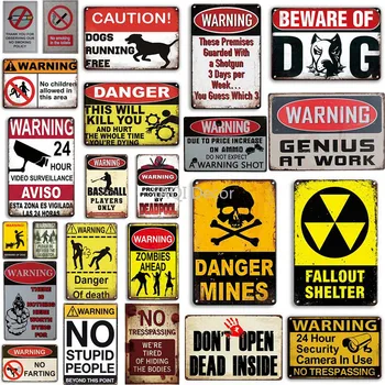 Sjove Advarsel Vintage Metal Sign Tin Skilt Adgang forbudt Skilt Wall Decor for Mand Cave Hjem Dekoration Væggen Metal Plakater