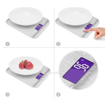 Digital køkkenvægt Mini Pocket Rustfrit Stål Præcision Smykker Elektroniske Balance, Vægt Gram Guld(5kgx1g)