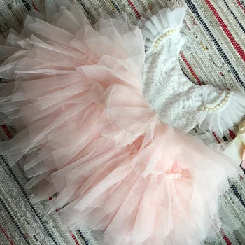 Super Søde buksetrold piger perlebesat kjole til baby dåb, fødselsdag dress børn flutter ærmer tutu prinsesse vestido tøj