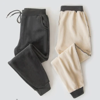 Kvinder Velvet Fleece Sweatpants Solid Snor Bukser Bukser Træning Efteråret Casual Streetwear Kører Pantalones Mujer