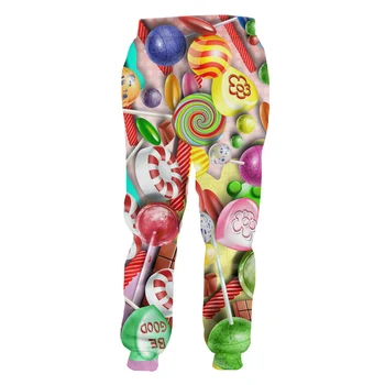 UJWI Mand Casual Farverige Slik Sweatpants Tøj Bedst Sælgende Mænds Bukser 3D Printet Kreativ Farvet Lollipop