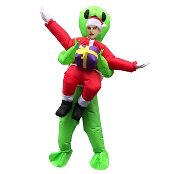 Ny Oppustelig Jul Cosplay Kostumer Xmas Santa Ro Ride på mig Alien Kostume til Fancy Carnival Part Disfraz for Kvinde Mand