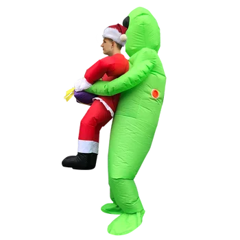Ny Oppustelig Jul Cosplay Kostumer Xmas Santa Ro Ride på mig Alien Kostume til Fancy Carnival Part Disfraz for Kvinde Mand