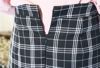 Qooth Preppy Stil Mini Nederdel Kvinder Plaid Elegante Arbejde Skort 2020 Foråret Vintage Nye Kort Høj Talje Retro Kort Nederdel QH1012
