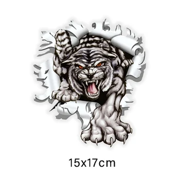15x17cm Tiger i bullet hole farverige bil mærkat sjove bil klistermærker styling aftagelige mærkat