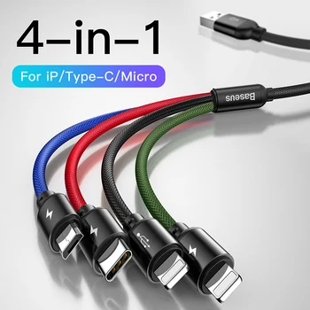 4 in1 Multi usb kabel-oplader til iPhone 11 xs 8 7 6 Samsung, huawei xiaomi 9 hurtig opladning af lynet mikro-usb-kabel type c