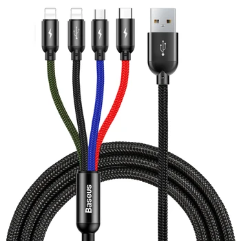4 in1 Multi usb kabel-oplader til iPhone 11 xs 8 7 6 Samsung, huawei xiaomi 9 hurtig opladning af lynet mikro-usb-kabel type c