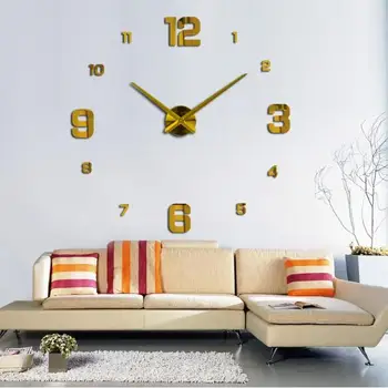 2021 moderne design skyndte Quartz ure mode ure spejl mærkat diy stue indretning nye ankomst 3d real store vægur