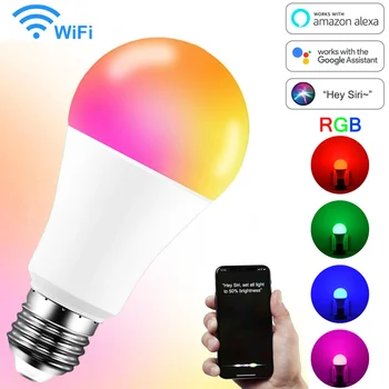 WiFi Pære Dæmpbar 15W B22 E27 RGB-LED-Lampe App Fungere Alexa Google Assistent Kontrol Vækning Smart Home Lampe Nat Lys