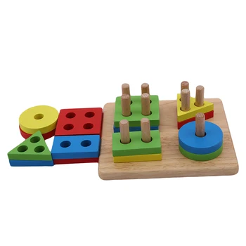 2019 Nye Baby Legetøj I Træ Blokke Form Fuget yrelsen Montessori Undervisning Skæve Uddannelse Bygning Huggeblokken Match Toy