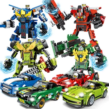 2in1 Racers Hastighed Champions byggesten Kompatibel Legoinglys Byen Racing Bil Transformation toy Robot Køretøjer Kids Legetøj
