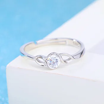 925 sterling sølv hot sell søde skinnende krystal damer'adjustable ringe kvinder smykker Julegave drop shipping