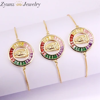 6STK, Hot Mode Justeret Farverige Armbånd med Zirkonia Jesus Design Kæde Rainbow CZ Klassiske Smykker Til Kvinder