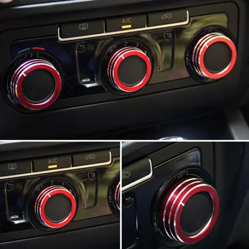 3 stykker AC airconditionanlæg Varmer Kontrol Surround Trim Ring Knap Sticker til Dekoration Volkswagen VW GOLF 6 MK6 2008-