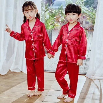 Piger Pyjamas 2019 Efterår og Vinter med Lange Ærmer Children ' s Nattøj Sæt Silke Pyjamas, der Passer Drenge Pyjamas Sæt til Børn Træningsdragt Sæt