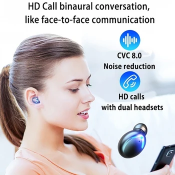 F9-6 TWS Bluetooth-5.0 In-ear Øretelefon Touch Kontrol Trådløse Høretelefoner Med Led-Display Opladning Tilfælde IPX7 Vandtæt Øre telefonen