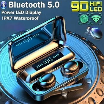 F9-6 TWS Bluetooth-5.0 In-ear Øretelefon Touch Kontrol Trådløse Høretelefoner Med Led-Display Opladning Tilfælde IPX7 Vandtæt Øre telefonen