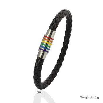 Sort Ægte Læder armbånd Armbånd LGBT-Regnbuen Dublin Pride Party Smykker