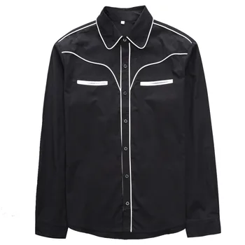 Cowboy Afslappet Mænd Shirt med Lange Ærmer Foråret Mænds Tøj, Vintage Plus Size Gotiske 50'erne Slim Fit Skjorte Mand Jersey Kjole Tøj