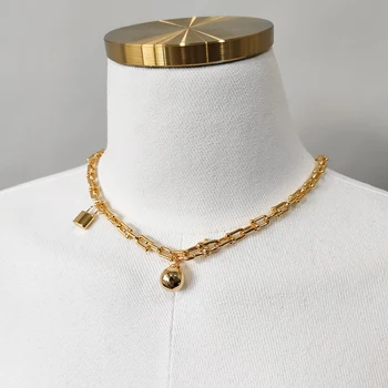 Amorita boutique-Mode designer stil lille lås overdrevet halskæde