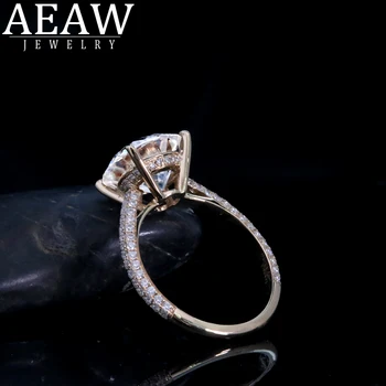 AEAW 1.0 2.0 ct ct 3.0 ct 4.0 ct Runde Cut 14k White Gold Yellow Gold Moissanite Ring Oprindelige Blændende Smykker Til Pige For Kvinder