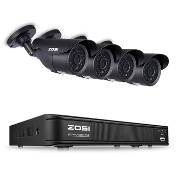 ZOSI 8CH 1080P HD-TVI Video Overvågning Kamera System, H. 264+ DVR Med 4X 2MP IP-Kameraer Udendørs Vandtæt Sikkerhed NVR-System