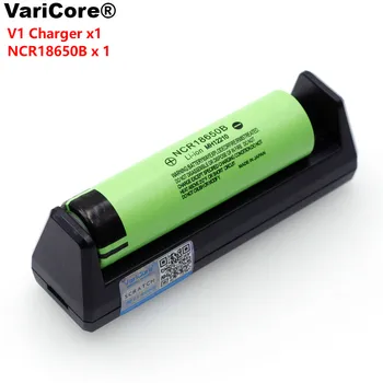 VariCore V1 18650 Smart batteri Oplader + 1STK NCR18650B 3400mAh Li-ion-Batteri 3,7 V Lommelygte batterier