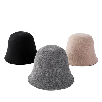 2021 Nye efterår og vinter cashmere fisker hatte solid farve spand hatte kvinder simpel bassin hat hipster hat Spand Hatte