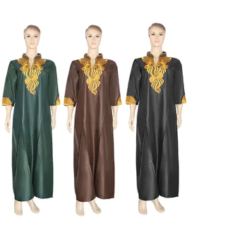 MD Afrikanske Kjoler Til Kvinder Ankara Dashiki Maxi Kjole Guld Broderede Blomster Kjole Sydafrika Damer Tøj i Stor Størrelse Robe