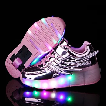 Børn LED lys roller sko til drenge pige lysende lys op skate sneakers med på hjul børn rulleskøjter vinger sko