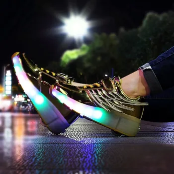 Børn LED lys roller sko til drenge pige lysende lys op skate sneakers med på hjul børn rulleskøjter vinger sko