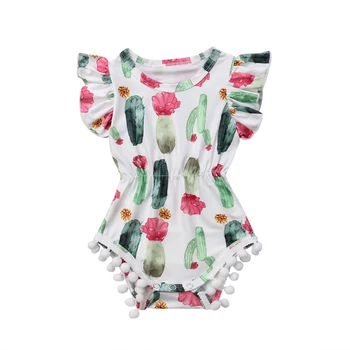 Nyfødte Spædbarn Baby Piger Ærmeløs Body Buksedragt Kaktus Tøj Sunsuit Tøj Størrelse 01-24M