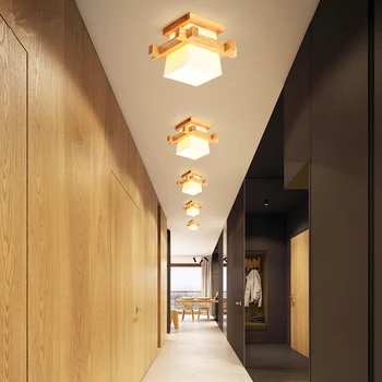 Artpad Enkel Japan Tatami E27 Træ-Lampens Lys Gangen Veranda Og Balkon Loftslamper Glas Moderne Loft Lampe