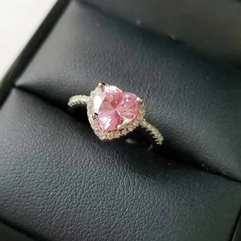 Moonso 925 Sterling Sølv Ring Finger anel aneis CZ Blomster Ring for Kvinder Smykker Ren Bryllup Engagement R1707-pink