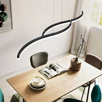 Minimalisme moderne led-vedhæng lys til spisestue køkken sort/hvid aluminium Pendel suspension armatur glans led
