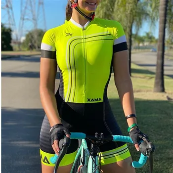 XAMA trisuit triathlon dragt sommeren korte ærmer cykling skinsuit ropa ciclismo kvinder cykel tøj pro team racing buksedragt
