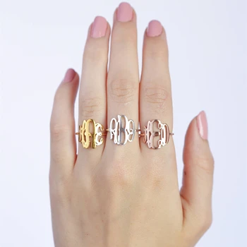Personlig Brugerdefineret Monogram 3 Initialer Ringe Til Kvinder, Mænd Breve Ring Gotiske Smykker Fødselsdag Gave BFF Ringen Voor Vrouwen