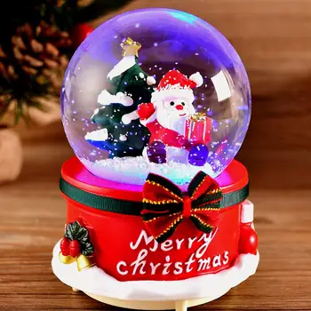 Christmas Snow Globe Musik Boks Santa Claus Miljøvenlig Roterende Music Box Til Familie, Venner, Børn