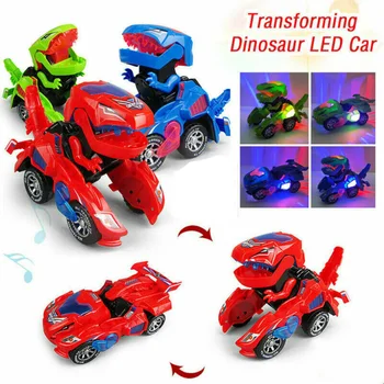 LED Bil Børnene Dinosaur Legetøj Spille Køretøjer med Lys, der Blinker Musik Elektriske Deformation Dinosaur Toy Bil Gave