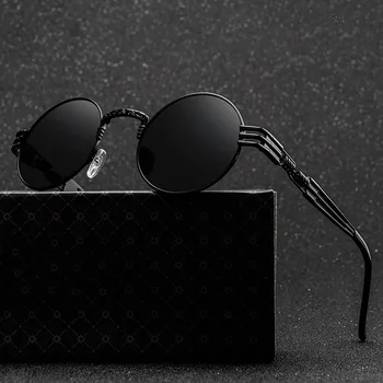 Steampunk mode Solbriller Mærke, Design Kvinder Mænd Retro Runde Metal Punk Sol briller UV400 Nuancer Briller