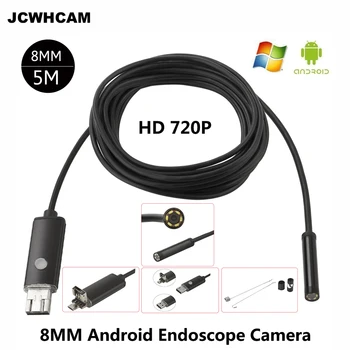 JCWHCAM HD 2MP 6 LED-8mm Len 1M 5M Android USB Endoskop IP67 Vandtæt Inspektion Endoskop Rør Kamera OTG Android-Telefon 720P