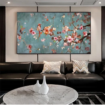 Almond Blossom Blomster Lærred Malerier På Væggen Billeder Til Stuen Blomster Print På Lærred Dekoration Billede Wall Decor