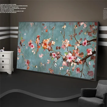 Almond Blossom Blomster Lærred Malerier På Væggen Billeder Til Stuen Blomster Print På Lærred Dekoration Billede Wall Decor