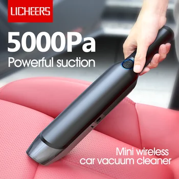 Licheers Mini Wireless Bil Støvsuger 5000 Pa 60W Super Stærk Suge Bærbare Håndholdte Auto Vacumm Cleaner til bilen hjem