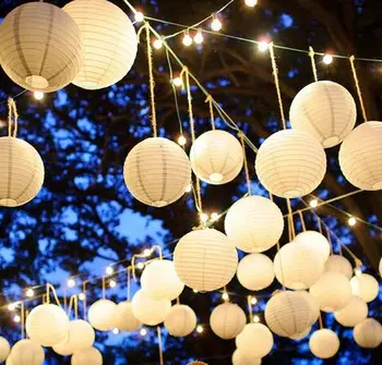 30stk Bland Størrelse Kinesiske Runde Papir Lanterner til bryllupsfest Hjem Hængende Dekoration lamper runde bryllup papir lantern Ferie