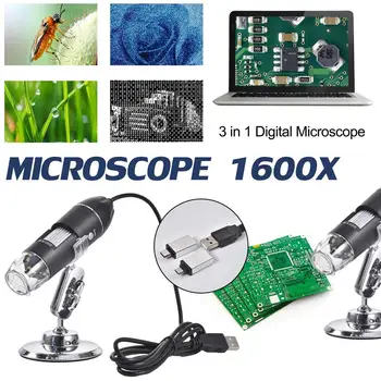 Forberedelse 3-I-1 Digital USB-Mikroskop 1600X Bærbare To Adaptere Understøtter Windows Android-Telefoner Forstørrelse Microscopio
