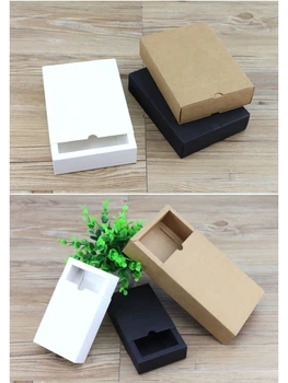20 stk 10 størrelser Kraft sort hvid gave emballage kraft tomme karton papir gave papir kasse med låg Gave karton papkasse